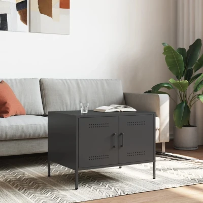 Afbeelding van Salontafel 68x50x50,5 cm koudgewalst staal zwart