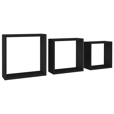 Afbeelding van Wandschappen kubus 3 st MDF zwart