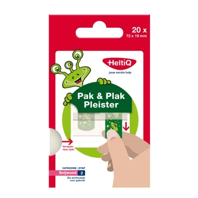 Afbeelding van HeltiQ Pak &amp; Plak pleisters Groen 20 stuks Ophang systeem