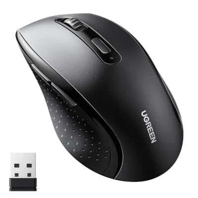 Image de UGREEN Souris sans Fil Ergonomique 2,4G 1600 DPI Réglable Compatible avec Mac PC Portable Tablette, Noir