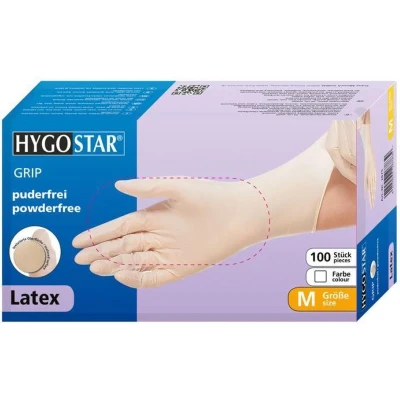 Afbeelding van Hygostar latex poedervrije handschoenen wegwerp wit maat L 100 stuks