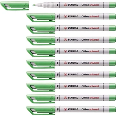 Afbeelding van Stabilo OHPen Marker, 10 stuks, groen (niet permanente inkt/superfijne punt 0,4 mm)