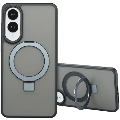 Afbeelding van Accezz Ring Stand Backcover met MagSafe voor de Samsung Galaxy S25 Edge Zwart