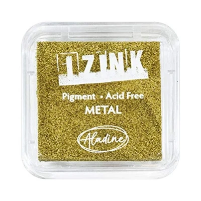 Afbeelding van Aladine Izink Pigment Metal Gold Inkt Langzaam drogend gouden stempelkussen Scrapbooking, embossing en creatieve kaarten Maat M 5 x cm Goudmetallic kleur