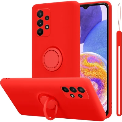 Afbeelding van Cadorabo Hoesje geschikt voor Samsung Galaxy A23 4G in LIQUID ROOD Beschermhoes van flexibel TPU silicone Case Cover met ring
