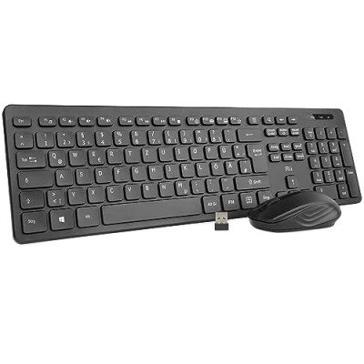Afbeelding van Rii Draadloze toetsenbordset met muis, toetsenbord en voor pc/laptop/Windows/Smart TV, Duitse lay out, zwart