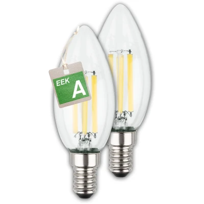 Afbeelding van BRILONER EEK A 2er Set LED lamp E14 0552002 EEG van 2 Filament Kaars Energielabel Ø3.5 x 9.8 cm