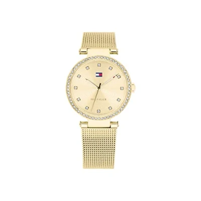 Afbeelding van Tommy Hilfiger Analoog kwartshorloge voor dames met Milanese armband van goudkleurig roestvrij staal 1782507, Goud,