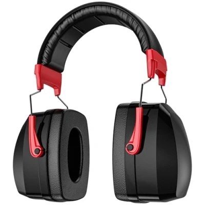 Afbeelding van ProCase NRR Oorkappen voor werk, studio, 33 dB, geluiddempend, polygon headset, schiethoofdtelefoon, Rood