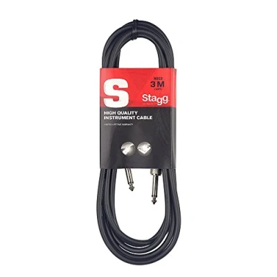 Image de Stagg SGC3DL Câble de Guitare Deluxe Standard, 3 m, Noir, pour Instrument musique