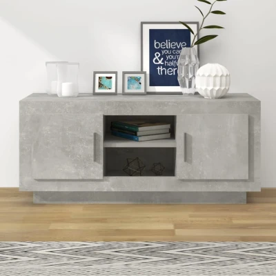 Afbeelding van Tv meubel 102x35x45 cm bewerkt hout betongrijs