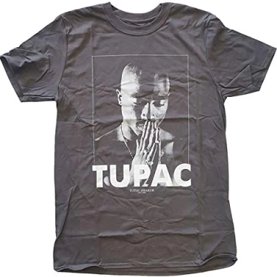 Afbeelding van Tupac Praying Heren T shirt M Grijs