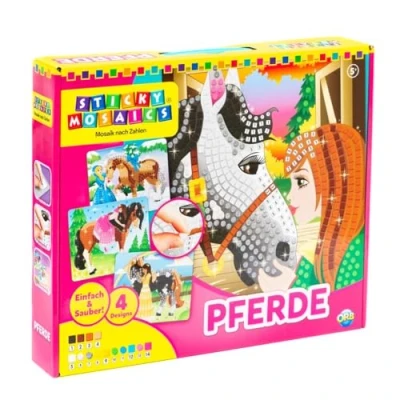 Afbeelding van Orb Factory ORB69100 creatieve hobby I Love Horses 4 projecten sticky mozaïek met cijfers