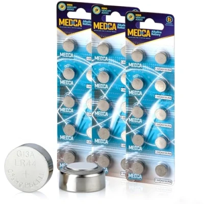 Afbeelding van MEDca 30 stuks alkalinebatterijen 1,5 V LR44 AG13 357 303 SR44 knoopcel voor gehoorapparaten en versterkers, speelgoed, afstandsbedieningen, rekenmachines, lasers lange levensduur