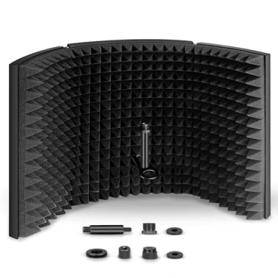 Afbeelding van Aokeo Opvouwbaar stemfilter geluidsisolatie schild met isolatie, anti pop filter. Geschikt voor Blue Yeti, Anowball Ice, condensatormicrofoon opname in de studio