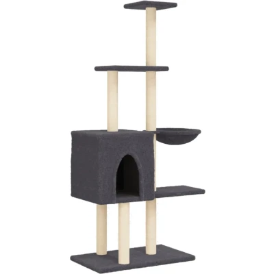 Afbeelding van Kattenmeubel met sisal krabpalen 145 cm donkergrijs