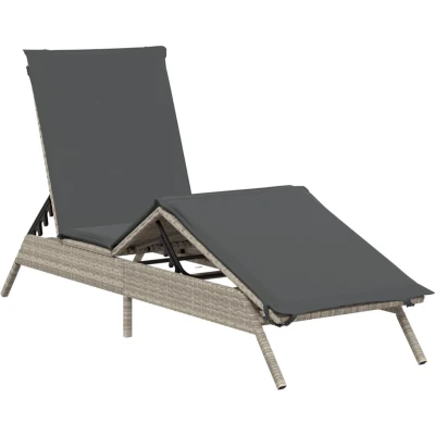 Afbeelding van vidaXL Ligbed met kussen poly rattan lichtgrijs