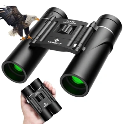 Afbeelding van HUTACT 10 x 25 verrekijker voor volwassenen en kinderen, kleine opvouwbare zak, licht, compact, vogelobservatie, reizen, jacht, concerten, camping, sporttheater, opera