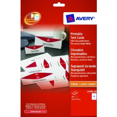 Afbeelding van Tafelnaambord Avery L4794 10 120x45mm wit 40stuks