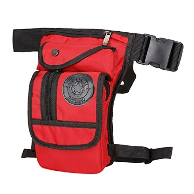 Afbeelding van Xieben Nylon Drop Been Tas voor Mannen Vrouwen Motorfiets Fiets Hip Bum Riem Taille Heuptasje Reizen Outdoor Camping Tactische Wandelen Fietsen Crossbody Schoudertas Rood