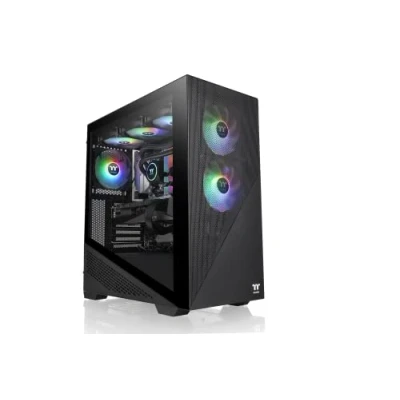 Afbeelding van Thermaltake CA 1S4 00M1WN 00 Midi tower PC behuizing Zwart 3 voorgeïnstalleerde LED ventilators, LCS compatibel, Zijvenster, Geschikt voor DIY waterkoeling,