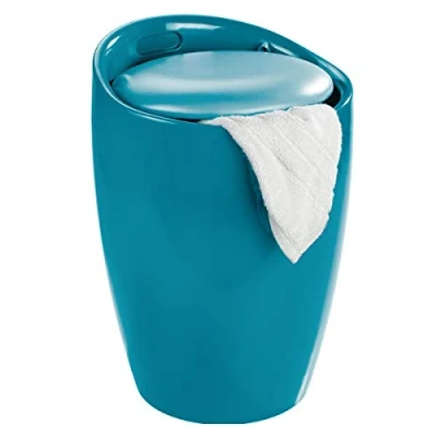 Afbeelding van WENKO Hocker Candy Petrol, Badhocker, met uitneembare waszak