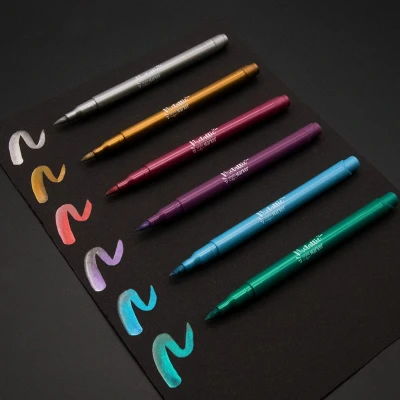 Afbeelding van KORES Brush tip marker &quot;Metallic Style&quot; set van 6 stuks metallic kleuren