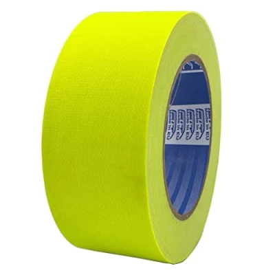 Afbeelding van ACIT Neon canvas tape, 50 mm x 25 m, versterkt lint, Gaffer, fluorescerende Amerikaanse canvasband, reparatie, bevestiging en verpakking met hoge dichtheid (geel)