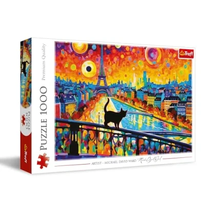 Afbeelding van Trefl Kat in Parijs puzzel 1000 stukjes DIY puzzel, creatief entertainment, vrije tijd, klassieke voor volwassenen en kinderen vanaf 12 jaar