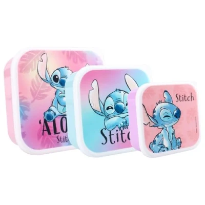 Afbeelding van Meisjes Stitch Snackbox (3in1) Fresh Bites Roze/Paars