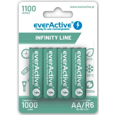 Afbeelding van everActive EVHRL6 1100 AA Ni MH Mignon R6 oplaadbare batterijen 1,2 V 1 blisterkaart, groen, 4 stuks