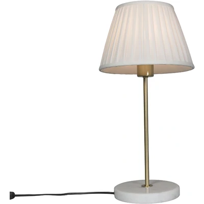 Afbeelding van QAZQA Retro tafellamp messing met Plisse kap wit 25 cm Kaso