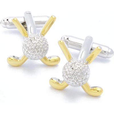 Afbeelding van Manchetknopen Golfbal Zilver met Goudkleurige Golfclubs