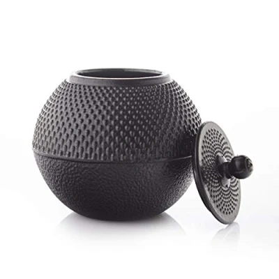 Afbeelding van Lumaland Theebox van gietijzer, 750 ml, Japanse Tetsubin Hobnail opbergdoos, opbergdoos voor thee, suiker, candi, suikerpot en voorraaddoos, met geëmailleerde coating, deksel inbegrepen
