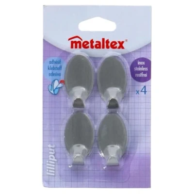 Afbeelding van Metaltex Ovalen Plakhaken Klein 4 Stuks Rvs