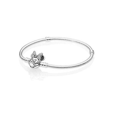 Afbeelding van PANDORA Disney Pavé Minnie Maus kogelsluiting Slangen Gliederarmband, Sterling zilver, 23 cm, Kubieke zirkonia