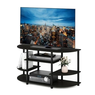 Afbeelding van TV standaard met afwijkend design en veranderende poten, hout, espresso/zwart, 39,5 x 106,78 57,79 cm