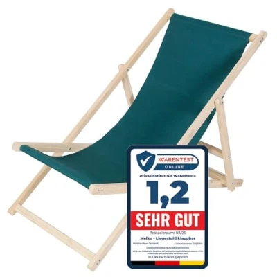 Afbeelding van houten ligstoel, inklapbaar, zonnebed, klapstoel, strandstoel van hout, groen