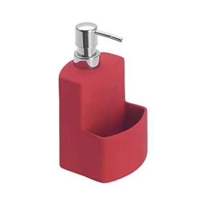 Afbeelding van WENKO Afwasmiddel dispenser afwasmiddeldispenser sponshouder Festival Rood 380 ml inhoud 10 x 18 cm