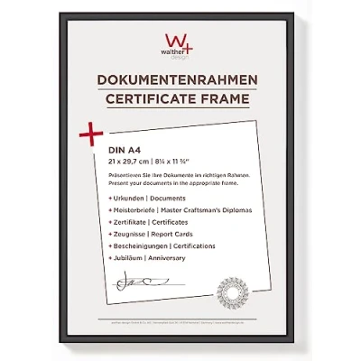 Image de cadre photo Walther Design noir 21 x 29,7 cm (DIN A4) Nouveau en plastique Lifestyle KV130B