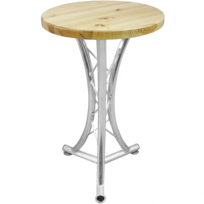 Afbeelding van Alutruss Statafel bartafel rond houten blad ø64 cm industrieel