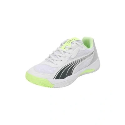 Afbeelding van Puma NOVA Court Unisex Hardloopschoenen neutraal, Maat: 44.5, White/luminous blue/fizzy apple/shadow gray Imitatieleer/ textiel