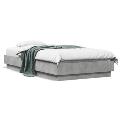 Afbeelding van Bedframe met LED verlichting betongrijs 75x190 cm