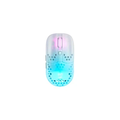 Afbeelding van XTRFY MZ1 RGB draadloze muis, unieke verstelbare vorm, ontworpen door Rocket Jump Ninja, 2,4 GHz, draadloos, ultralicht, instelbare gewichtsbalans, inclusief twee hoesmaten wit