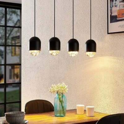 Afbeelding van Lucande hanglamp 4lichts ijzer, glas GU10 zwart, helder