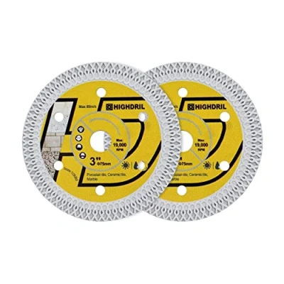 Afbeelding van HIGHDRIL Set van 2 diamantschijven Voor tegels 75 mm X 10 tanden harde keramische Graniet Bosch GWS 10.8 76