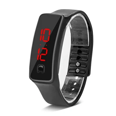 Afbeelding van Sonew Sport Horloges, LED Siliconen Polshorloge tijd Kalender Digitale Armband voor Vrouwen Mannen Sweatproof Lange Standby Lichtgewicht, zwart., Riem