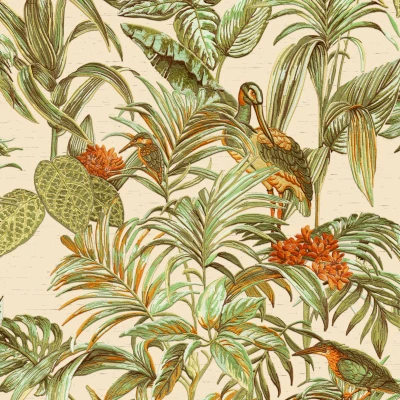 Afbeelding van Behang Bird of Paradise groen