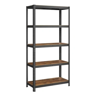 Afbeelding van SONGMICS Staande plank, boekenkast, opbergrek, 5 planken, keukenrek, rek, 40 x 90 180 cm, tot 875 kg belastbaar, verstelbare industrieel design, vintage bruin zwart GLR040B11