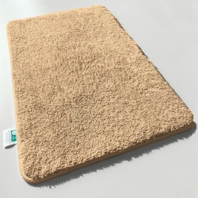 Afbeelding van casa pura Badmat, groot, pluizig en hoogpolig, antislip, machinewasbaar, beige, 50 x 80 cm